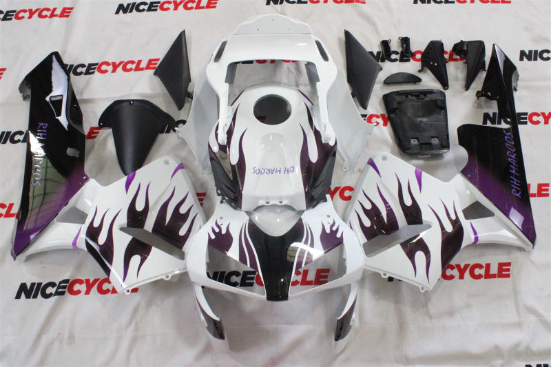 Honda CBR 600RR Black/Purple Flame on White Fairings