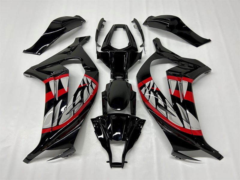 Motorcycle Fairings Kit - 2011-2015 Kawasaki ZX10R Gloss Black Shark Custom Fairings | KAW40