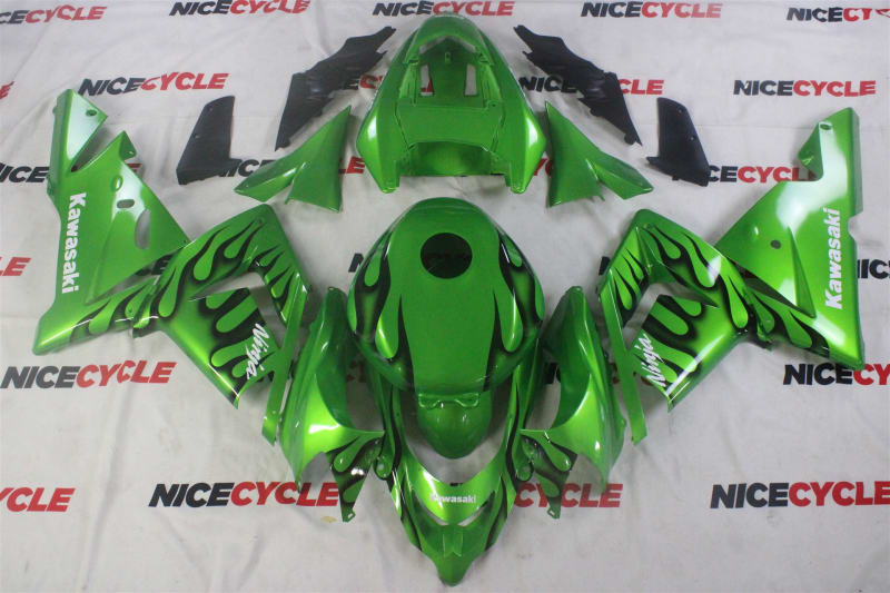 Kawasaki ZX10R 2004-2005 Green/Black Ghost Flame Fairings | KAW51 Kawasaki ZX10R 2004-2005 Green/Black Ghost Flame Fairings | KAW51
