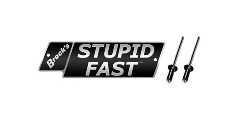 Brocks STUPID FAST Logo Plate 4in Black w/ Silver Letters (Includes Rivets)