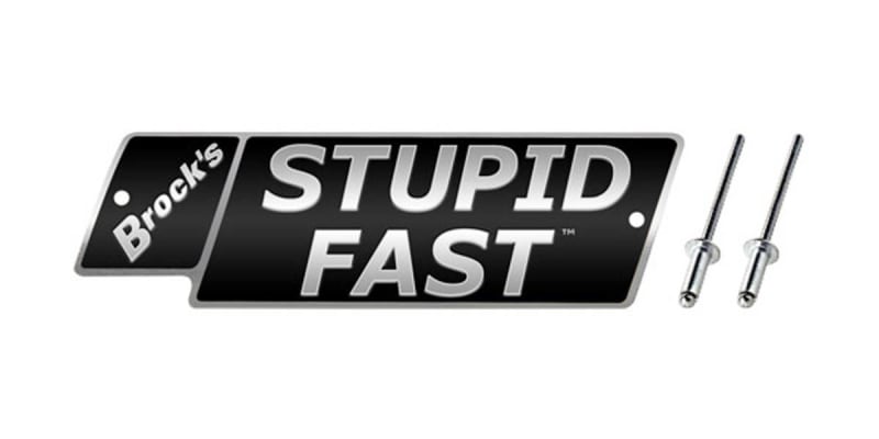 Brocks STUPID FAST Logo Plate 5.5in Black w/ Silver Letters (Includes Rivets)