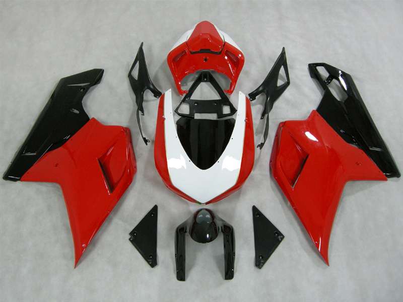 Motorcycle Fairings Kit - Ducati 1198 1098 848 Evo Black/Red/White Fairings | ND848-17 Motorcycle Fairings Kit - Ducati 1198 1098 848 Evo Black/Red/White Fairings | ND848-17