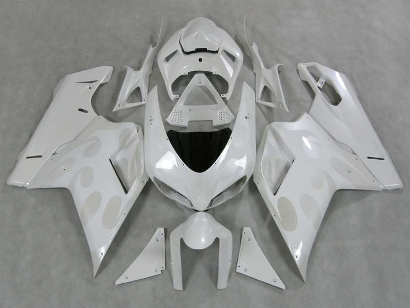Motorcycle Fairings Kit - Ducati 1198 1098 848 Evo Pearl Tribal on Pearl White Fairings | ND848-18