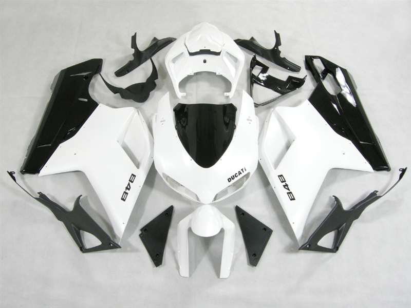 Motorcycle Fairings Kit - Ducati 1198 1098 848 Evo White/Black Fairings | ND848-21 Motorcycle Fairings Kit - Ducati 1198 1098 848 Evo White/Black Fairings | ND848-21