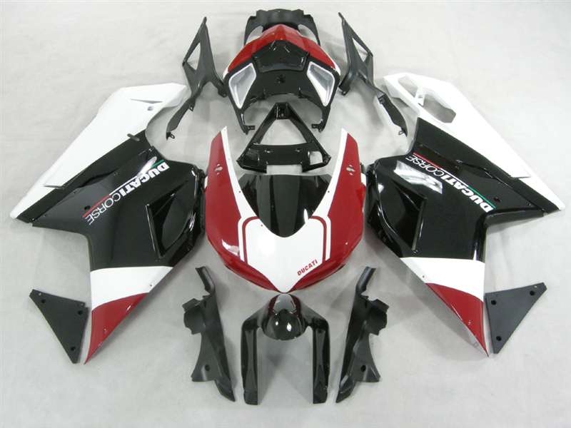 Motorcycle Fairings Kit - Ducati 1198 1098 848 Evo Red/White/Black Fairings | ND848-27 Motorcycle Fairings Kit - Ducati 1198 1098 848 Evo Red/White/Black Fairings | ND848-27