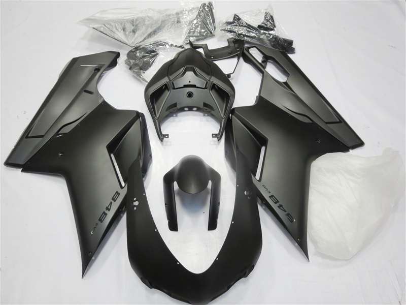 Motorcycle Fairings Kit - Ducati 1198 1098 848 Evo Matte Black/Black Fairings | ND848-39 Motorcycle Fairings Kit - Ducati 1198 1098 848 Evo Matte Black/Black Fairings | ND848-39