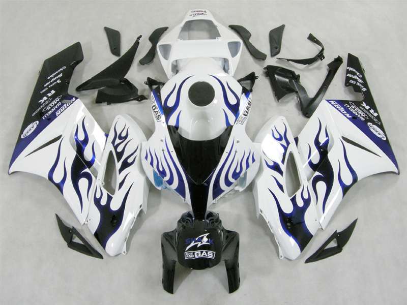 Motorcycle Fairings Kit - 2004-2005 Honda CBR 1000RR White/Blue Flame Fairings | NH10405-24 Motorcycle Fairings Kit - 2004-2005 Honda CBR 1000RR White/Blue Flame Fairings | NH10405-24