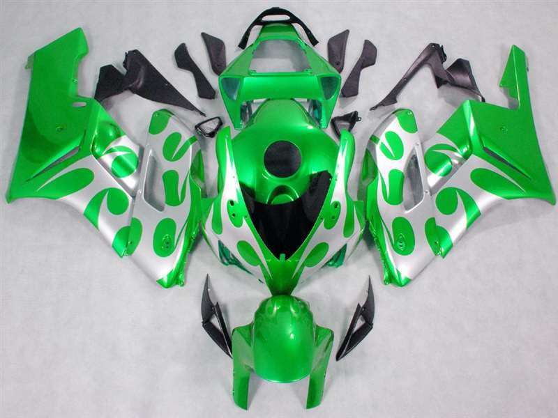 Motorcycle Fairings Kit - 2004-2005 Honda CBR 1000RR Silver Tribal/Green Fairings | NH10405-40 Motorcycle Fairings Kit - 2004-2005 Honda CBR 1000RR Silver Tribal/Green Fairings | NH10405-40