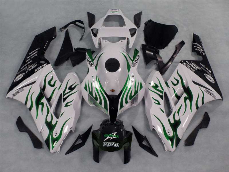 Motorcycle Fairings Kit - 2004-2005 Honda CBR 1000RR Green Fire/White Fairings | NH10405-44 Motorcycle Fairings Kit - 2004-2005 Honda CBR 1000RR Green Fire/White Fairings | NH10405-44