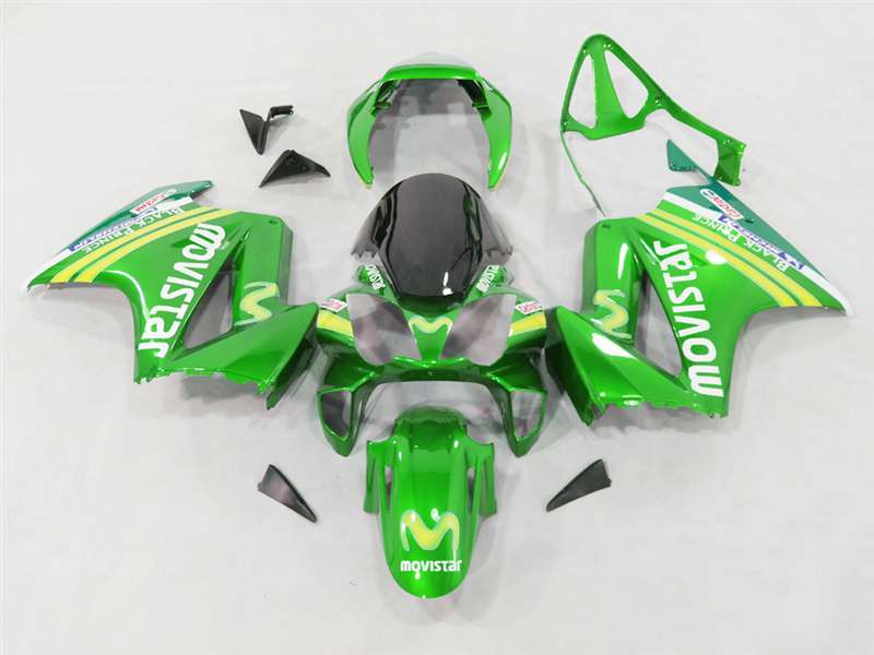 Motorcycle Fairings Kit - 2002-2013 Honda VFR 800 Green Movistar Fairings | NH80213-19