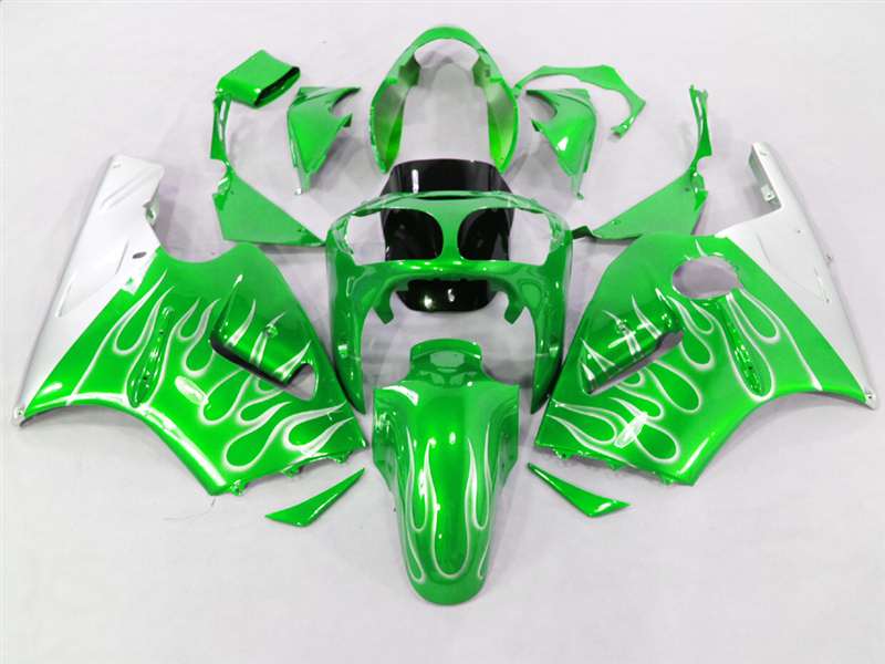 Motorcycle Fairings Kit - 2000-2001 Kawasaki ZX12R Mean Green Flame Fairings | NK10001-16 Motorcycle Fairings Kit - 2000-2001 Kawasaki ZX12R Mean Green Flame Fairings | NK10001-16