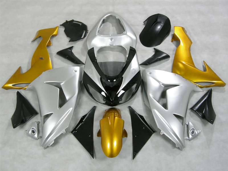 Motorcycle Fairings Kit - 2006-2007 Kawasaki ZX10R Silver/Gold Fairings | NK10607-1 Motorcycle Fairings Kit - 2006-2007 Kawasaki ZX10R Silver/Gold Fairings | NK10607-1