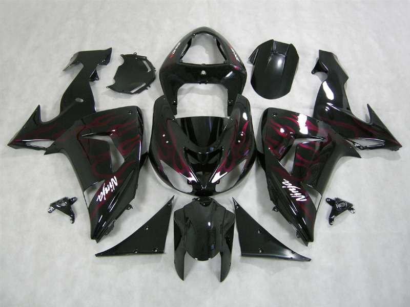 Motorcycle Fairings Kit - 2006-2007 Kawasaki ZX10R Deep Red Flame Fairings | NK10607-23