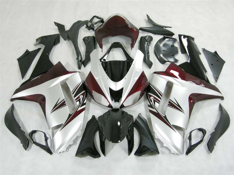 Motorcycle Fairings Kit - 2006-2007 Kawasaki ZX10R Racer Silver/Red Fairings | NK10607-24 Motorcycle Fairings Kit - 2006-2007 Kawasaki ZX10R Racer Silver/Red Fairings | NK10607-24