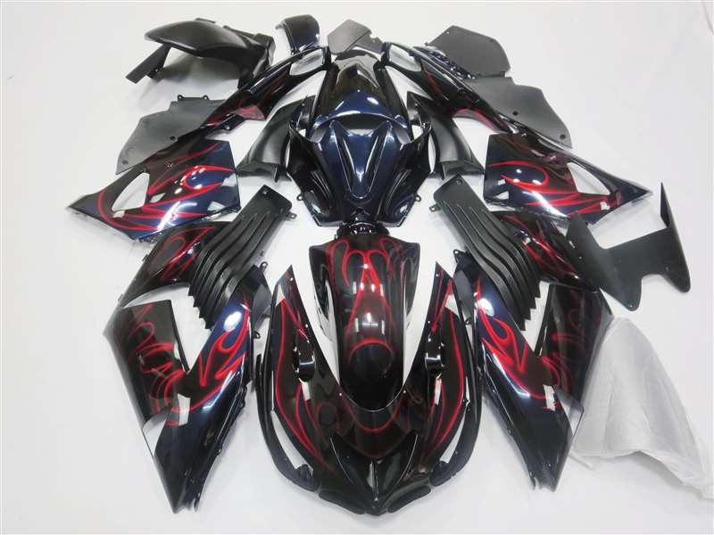 Motorcycle Fairings Kit - 2006-2011 Kawasaki ZX14R Midnight Blue Flamed Fairings | NK10611-29 Motorcycle Fairings Kit - 2006-2011 Kawasaki ZX14R Midnight Blue Flamed Fairings | NK10611-29