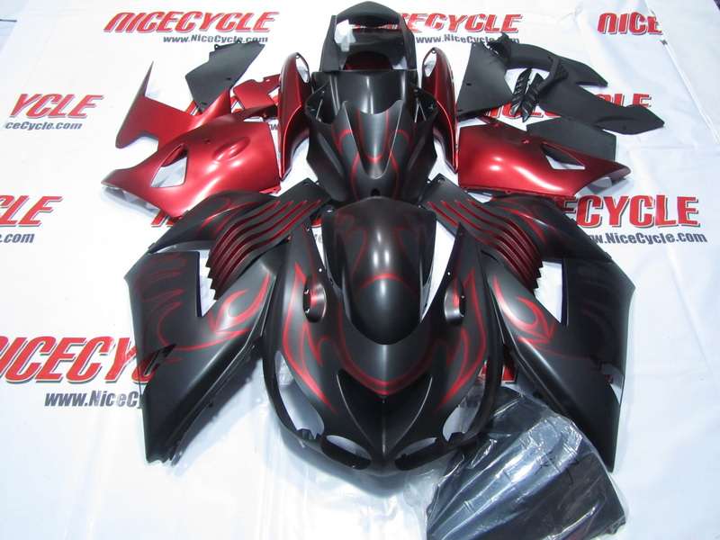 Motorcycle Fairings Kit - 2006-2011 Kawasaki ZX14R Matte Fire Flame Fairings | NK10611-6 Motorcycle Fairings Kit - 2006-2011 Kawasaki ZX14R Matte Fire Flame Fairings | NK10611-6