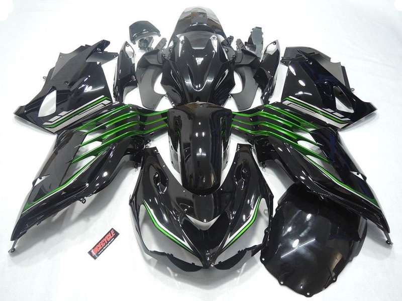 Motorcycle Fairings Kit - 2012-2022 Kawasaki ZX14R Black/Green Fairings | NK11217-5 Motorcycle Fairings Kit - 2012-2022 Kawasaki ZX14R Black/Green Fairings | NK11217-5