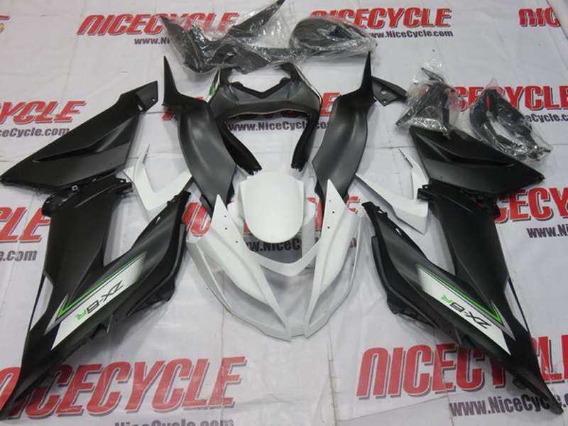 Motorcycle Fairings Kit - 2013-2018 Kawasaki ZX6R White Black Fairings | NK61317-7 Motorcycle Fairings Kit - 2013-2018 Kawasaki ZX6R White Black Fairings | NK61317-7