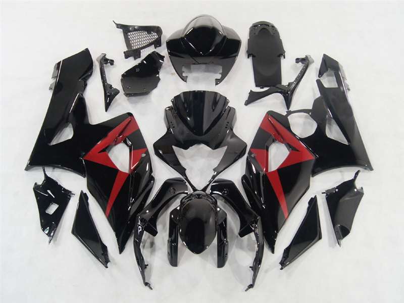 Motorcycle Fairings Kit - 2005-2006 Suzuki GSXR 1000 Black Fairings Red Accents | NS10506-4 Motorcycle Fairings Kit - 2005-2006 Suzuki GSXR 1000 Black Fairings Red Accents | NS10506-4