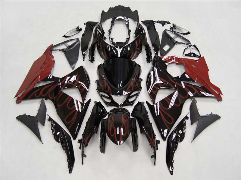 Motorcycle Fairings Kit - 2009-2016 Suzuki GSXR 1000 Red Flames Fairings | NS10916-21 Motorcycle Fairings Kit - 2009-2016 Suzuki GSXR 1000 Red Flames Fairings | NS10916-21