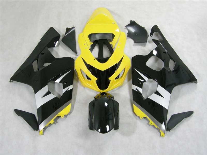 Motorcycle Fairings Kit - 2004-2005 Suzuki GSXR 600 750 Silver/Black/Yellow Fairings | NS60405-39 Motorcycle Fairings Kit - 2004-2005 Suzuki GSXR 600 750 Silver/Black/Yellow Fairings | NS60405-39