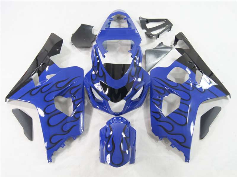 Motorcycle Fairings Kit - 2004-2005 Suzuki GSXR 600 750 Black Fire on Blue Fairings | NS60405-5 Motorcycle Fairings Kit - 2004-2005 Suzuki GSXR 600 750 Black Fire on Blue Fairings | NS60405-5