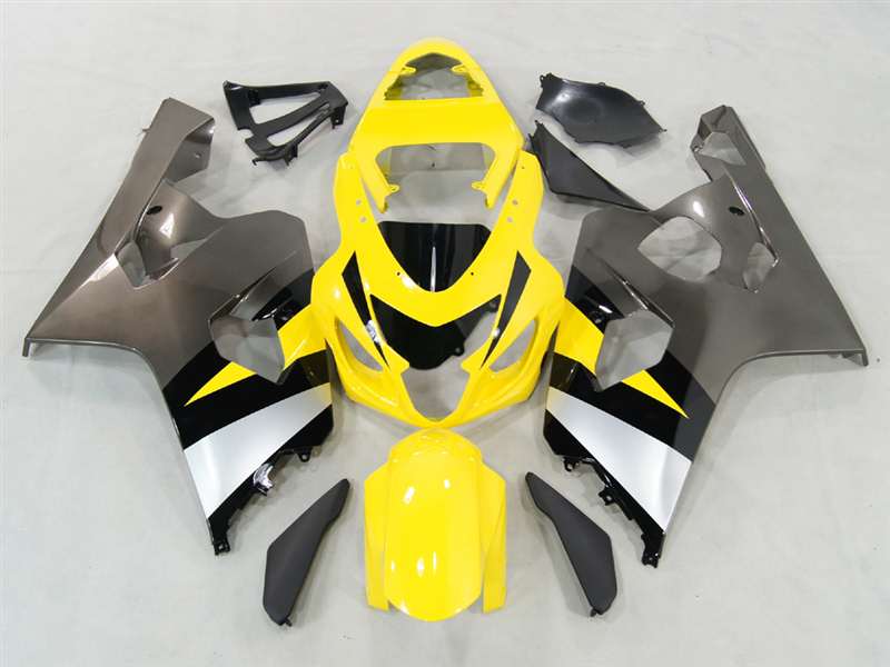 Motorcycle Fairings Kit - 2004-2005 Suzuki GSXR 600 750 Yellow/Silver Fairings | NS60405-8