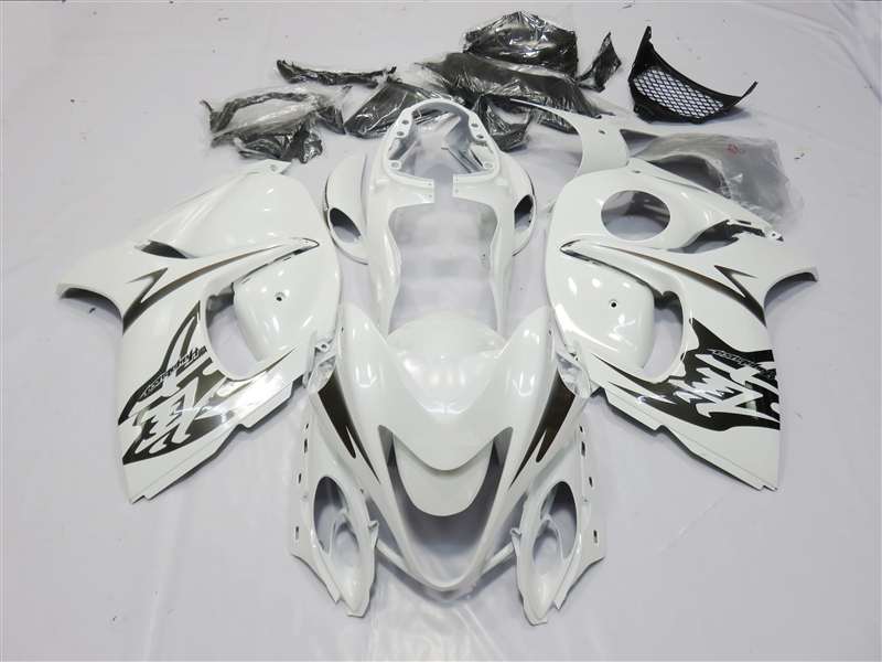 Motorcycle Fairings Kit - 2008-2020 Suzuki GSX1300R Hayabusa White/Black Kanji Fairings | NSH0817-39 Motorcycle Fairings Kit - 2008-2020 Suzuki GSX1300R Hayabusa White/Black Kanji Fairings | NSH0817-39