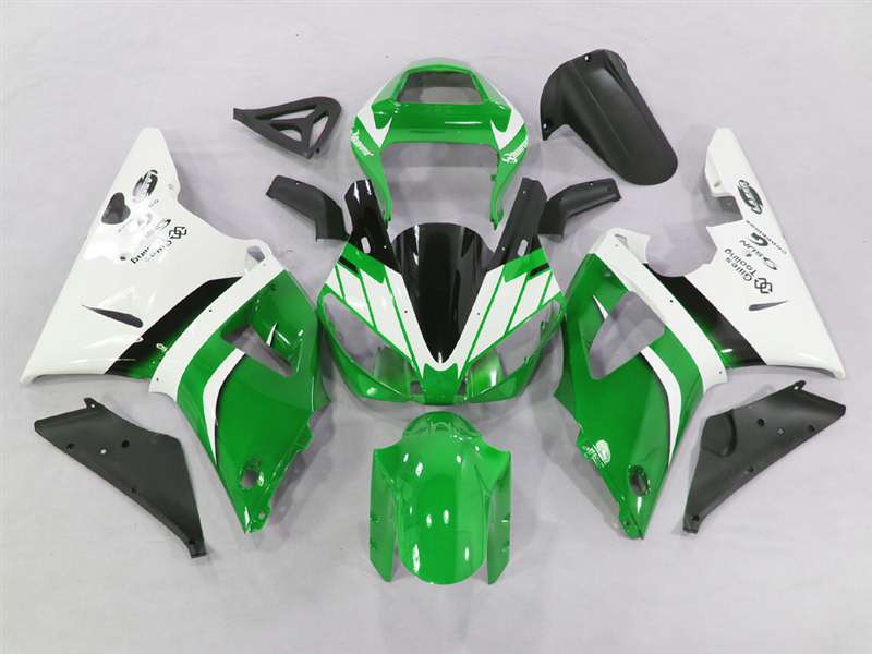 Motorcycle Fairings Kit - 2000-2001 Yamaha YZF R1 Green/White Fairings | NY10001-4 Motorcycle Fairings Kit - 2000-2001 Yamaha YZF R1 Green/White Fairings | NY10001-4