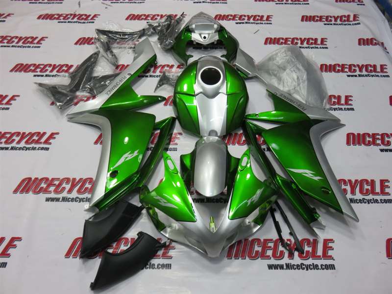 Motorcycle Fairings Kit - Candy Green/Silver 2007-2008 Yamaha YZF R1 Motorcycle Fairings | NY10708-29 Motorcycle Fairings Kit - Candy Green/Silver 2007-2008 Yamaha YZF R1 Motorcycle Fairings | NY10708-29