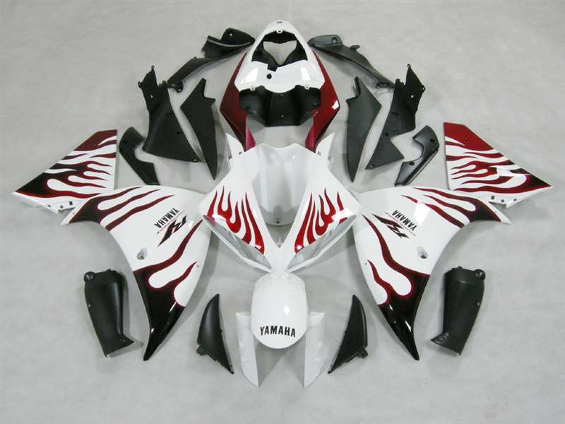Motorcycle Fairings Kit - 2009-2011 Yamaha YZF R1 White Flames Fairings | NY10911-10 Motorcycle Fairings Kit - 2009-2011 Yamaha YZF R1 White Flames Fairings | NY10911-10