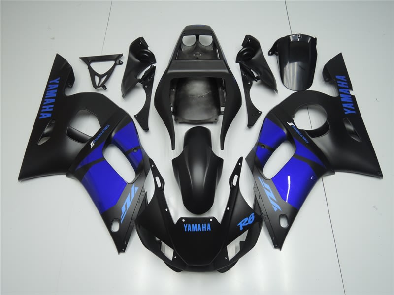 Custom 2002 R6 Motorcycle Fairings Kit - 1998-2002 Yamaha YZF R6 Matte Black/Blue ...