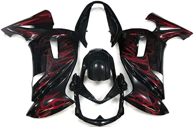 Motorcycle Fairings Kit - 2006-2008 Kawasaki Ninja650R/ER-6F Black/Red Ghost Flame Fairings | SX679 Motorcycle Fairings Kit - 2006-2008 Kawasaki Ninja650R/ER-6F Black/Red Ghost Flame Fairings | SX679