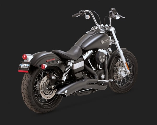 Harley Dyna '12-'17 Big Radius 2-Into-1 Black Exhaust by Vance & Hines