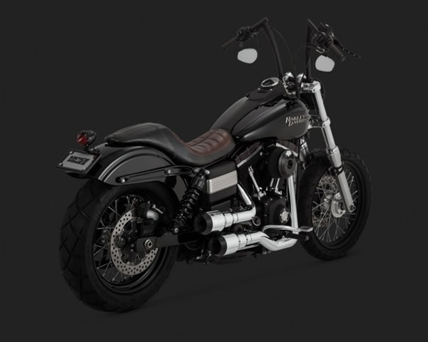 Harley Dyna Hi-Output Grenades 2-Into-2 Chrome/Black Exhaust Harley Dyna Hi-Output Grenades 2-Into-2 Chrome/Black Exhaust