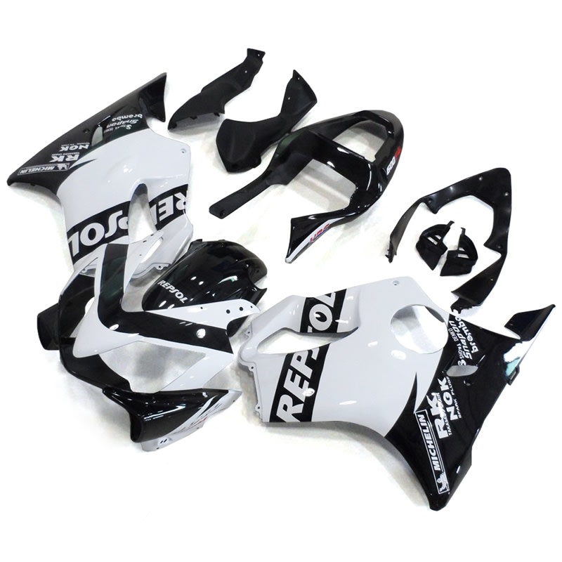 Motorcycle Fairings Kit - 2001-2003 Honda CBR600F4i White/Black Repsol | WR600 Motorcycle Fairings Kit - 2001-2003 Honda CBR600F4i White/Black Repsol | WR600