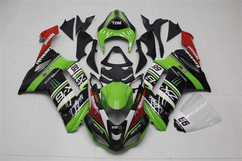 Motorcycle Fairings Kit - 2007-2008 Kawasaki ZX6R Green Motorcycle Fairings Kit - 2007-2008 Kawasaki ZX6R Green