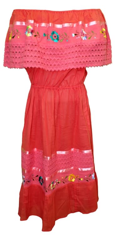 Shop for Mexican Embroidered Off Shoulder Dress