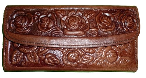 Embossed Leather Wallet - Brown