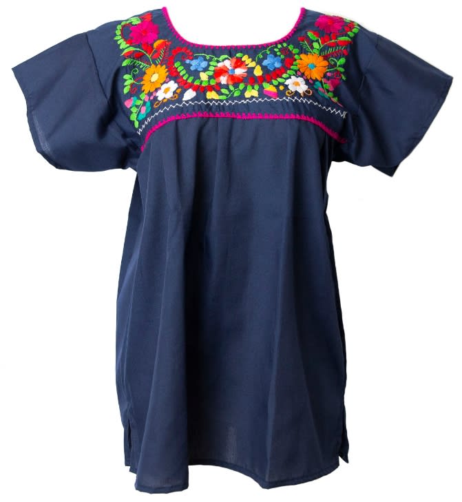 Navy Blue Embroidered Blouse