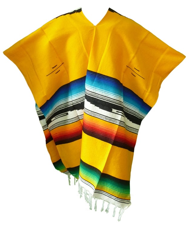 Tribal Serape Mexican Poncho - Yellow