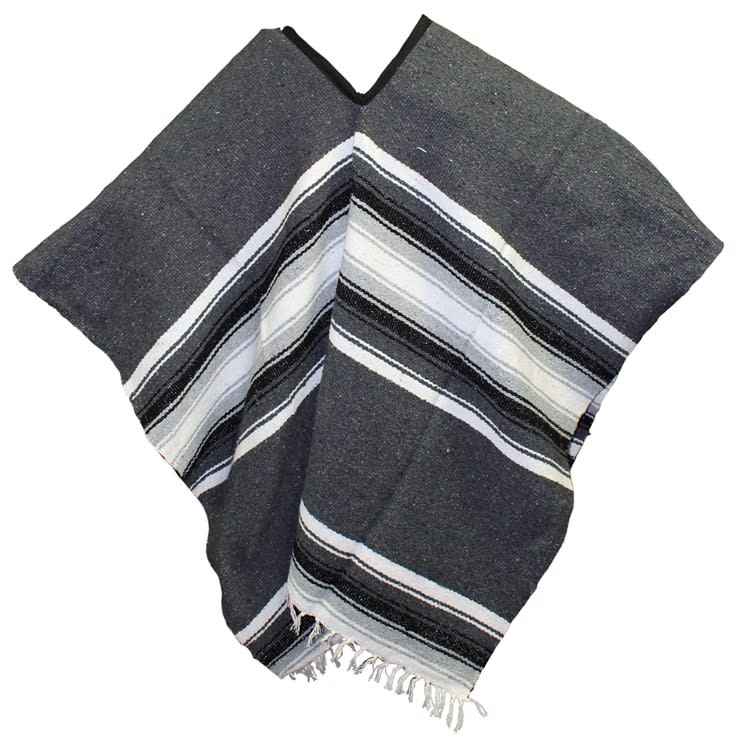 Shop Mexican Wide Western Poncho - Dark Gray