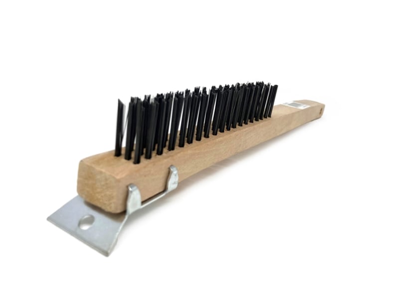 Wire Brush with Scraper 14" Curved Handle