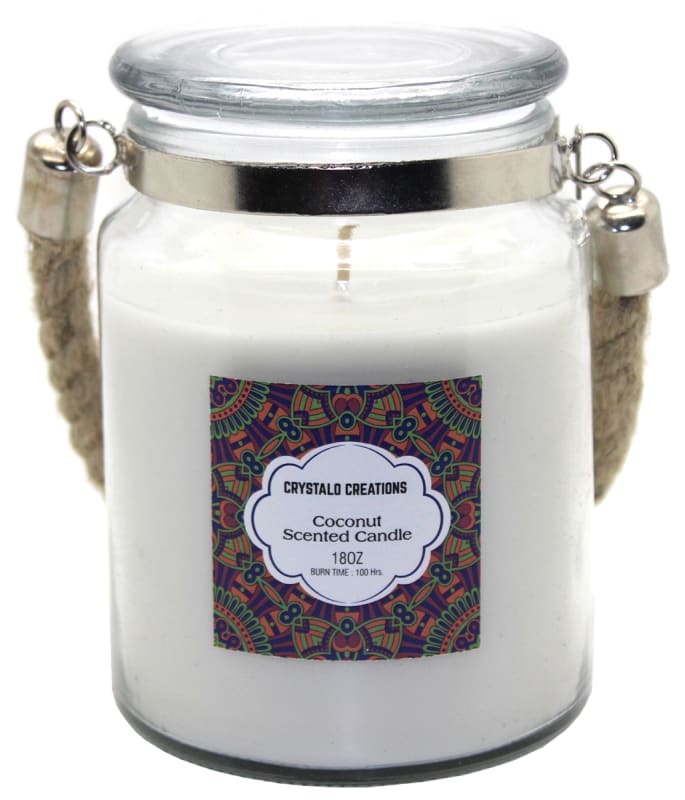 Crystalo Creations Coconut Scented Candle with Rope Handle, 18 Ounce Crystalo Creations Coconut Scented Candle with Rope Handle, 18 Ounce