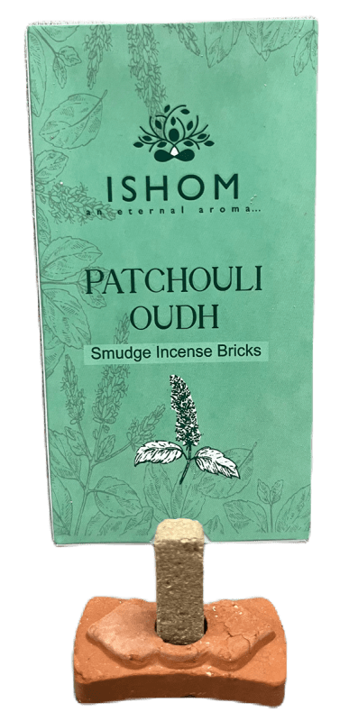 ISHOM - Patchouli Oudh Smudge Incense Bricks Single Pack (15 bricks + 1 Holder)
