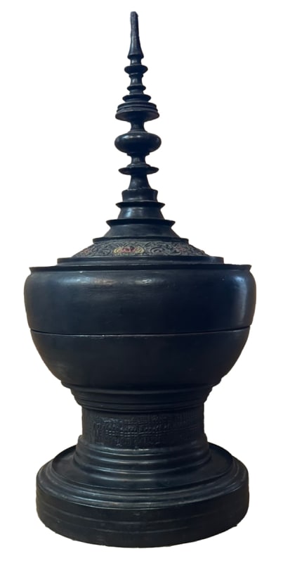 Burmese Antique Teak Offering Bowl