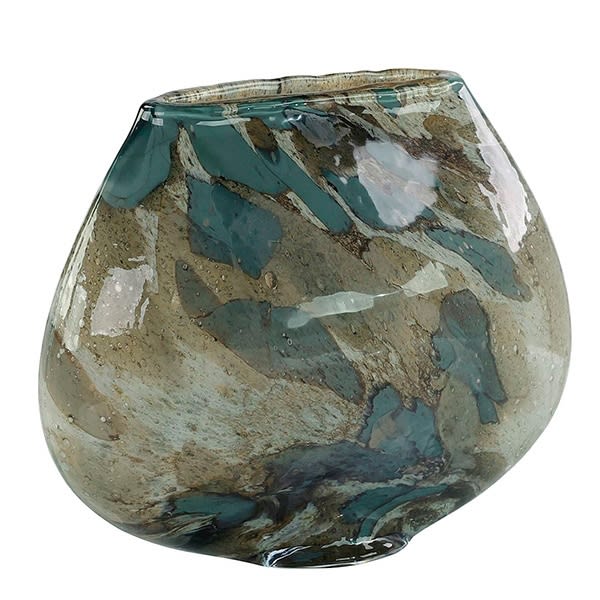 Large Mirage Vase in mouth-blown glass with blue and gray swirls