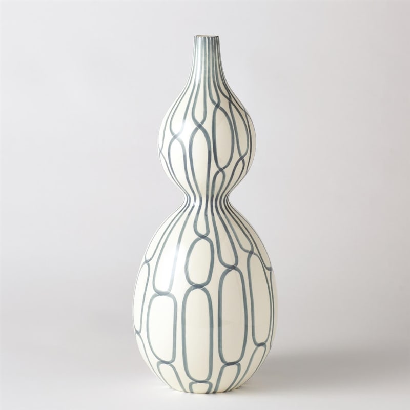 Blue Linking Trellis Double Bulb Vase - Large