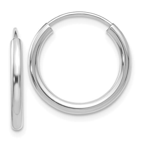 10K White Gold Polished Huggies