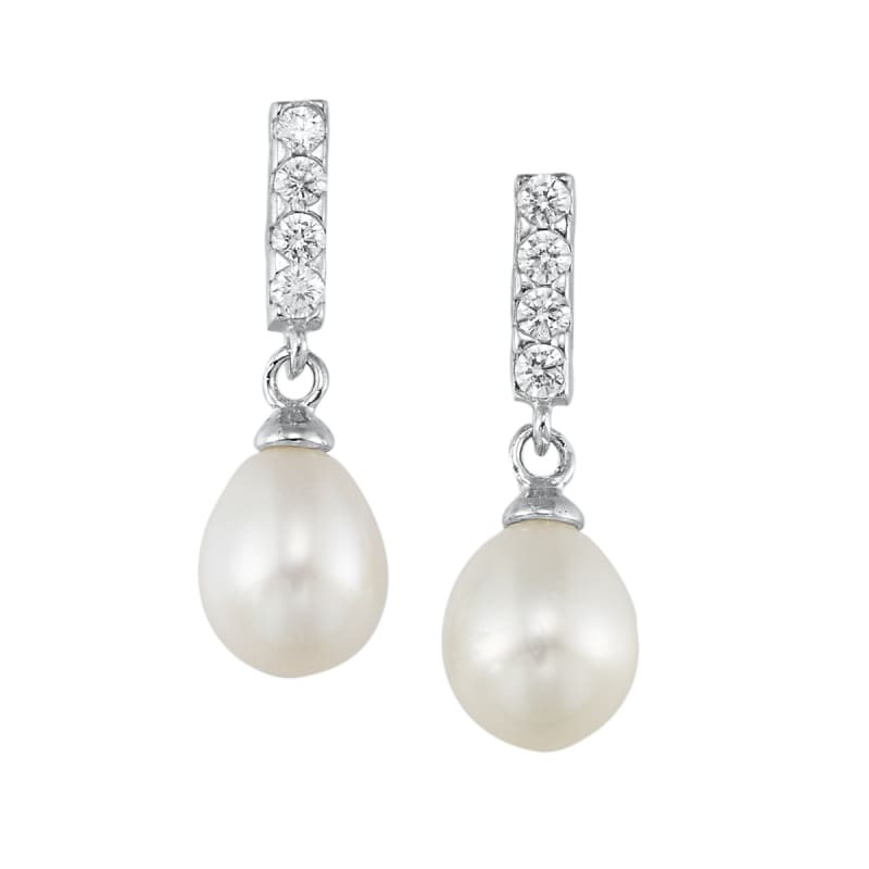 Drop Pearl Earrings in Sterling Silver